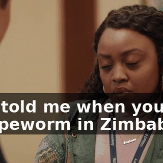 You told me when you got a tapeworm in Zimbabwe.
