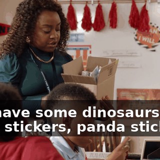 We have some dinosaurs, kitty stickers, panda stickers.