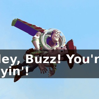 Hey, Buzz! You're flyin'!