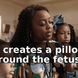It creates a pillow around the fetus.