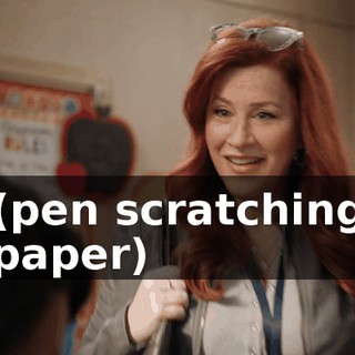 (pen scratching paper)