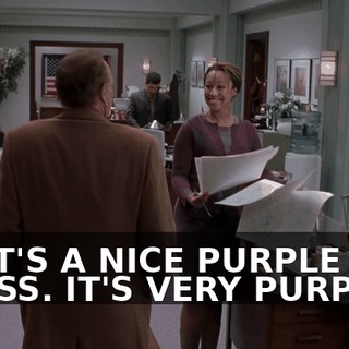 THAT'S A NICE PURPLE DRESS. IT'S VERY PURPLE-Y