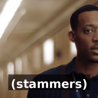 (stammers)