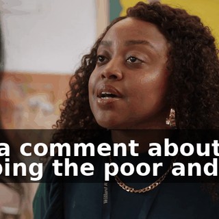 It's a comment about helping the poor and sad