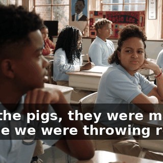 And the pigs, they were mad 'cause we were throwing rocks.