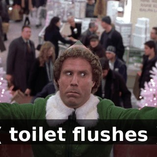 ( toilet flushes )