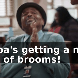 Papa's getting a new set of brooms!
