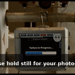- Ow! - Please hold still for your photograph.